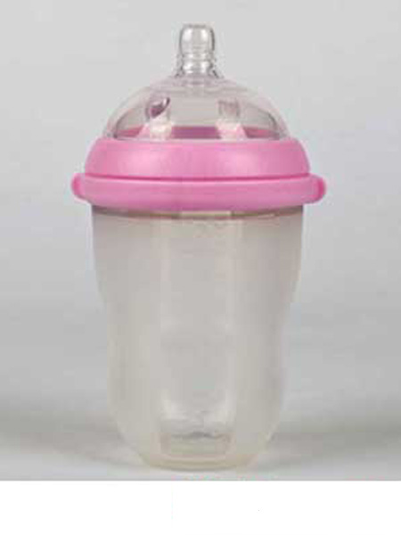 婴童用品超宽口硅胶奶瓶250ml红色