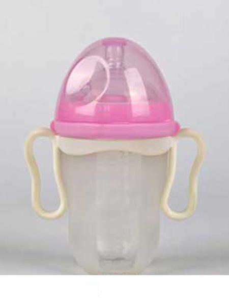 亨特贝贝婴童用品亨特贝贝超宽口硅胶奶瓶250ml带手柄红色