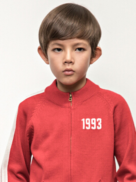 童装品牌2020秋冬红色数字外套