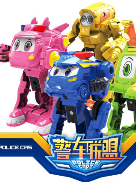 思成智能婴童玩具思成玩具正版警车联盟碰撞变形2合体儿童玩具警车救护工程车
