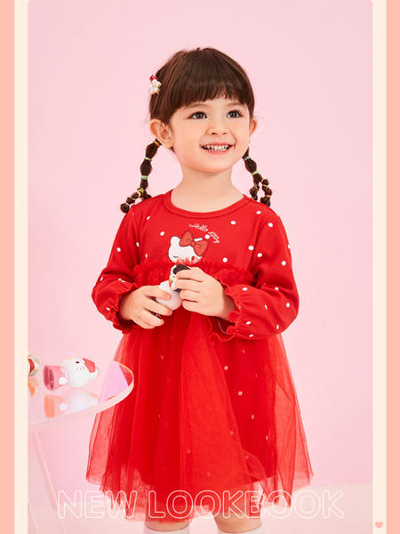 HELLO KITTY童装品牌2020秋冬红色连衣裙