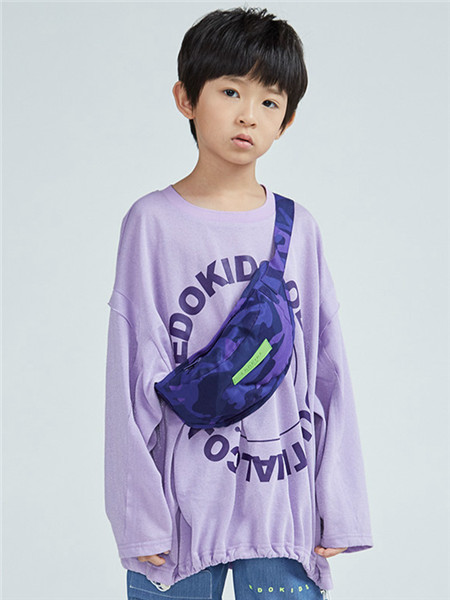 edo KIDS一度童装品牌2020秋冬紫色宽松T恤