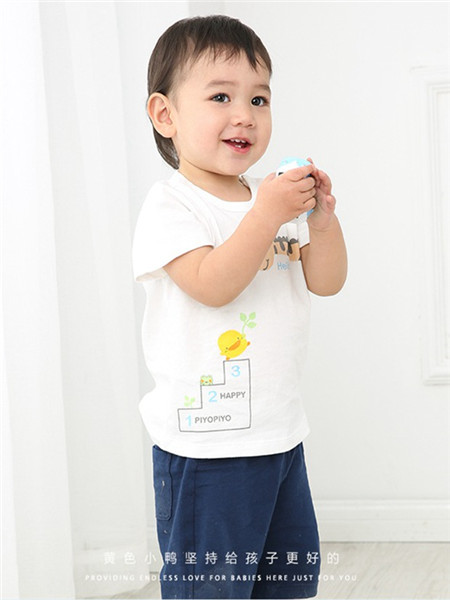 黄色小鸭童装品牌2020春夏休闲白色T恤