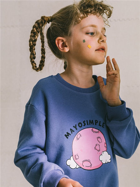 Mayosimple五月童品童装品牌2020秋冬卡通蓝色T恤