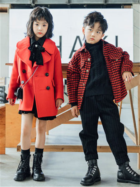 童装品牌2020秋冬红色格子外套