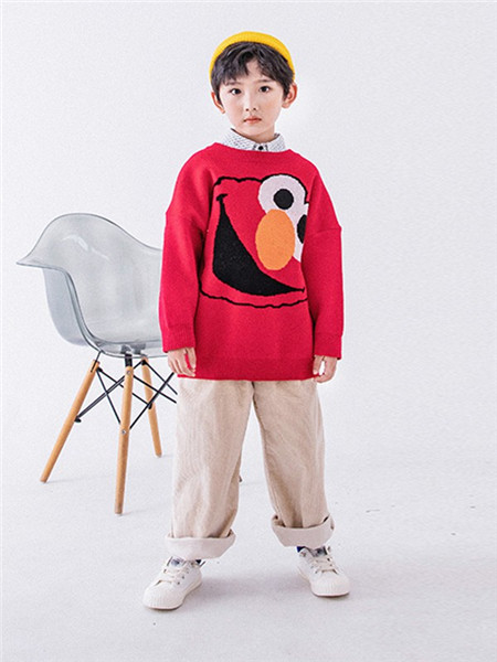 MACMIOCO童装品牌2020秋冬卡通红色针织衫