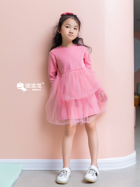 波波龙童装品牌2020冬季粉色公主纱裙