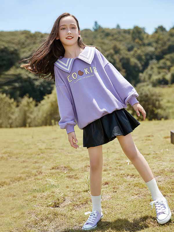 妙妙可心童装品牌2020秋冬紫色上衣