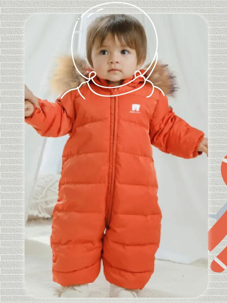 小米米（minimoto）童装品牌2020秋冬橙色宝宝太空服加棉连体衣