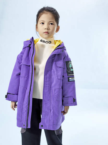 宝贝童装品牌2020冬季女童紫色中长款外套