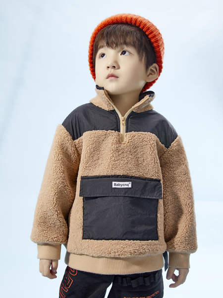 宝贝童装品牌2020冬季男童棕色羊绒套头衫