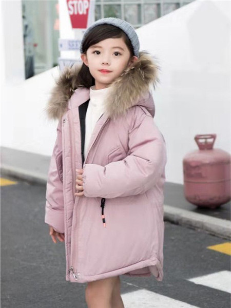 童装品牌2020秋冬粉色加绒长款外套