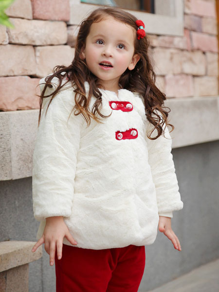 卡拉贝熊童装品牌2020秋冬白色长袖保暖棉衣