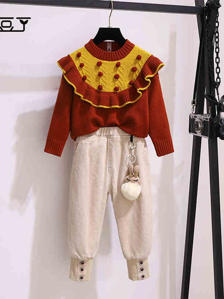 贝贝豆丁童装品牌2020冬季圣诞风撞色针织衫