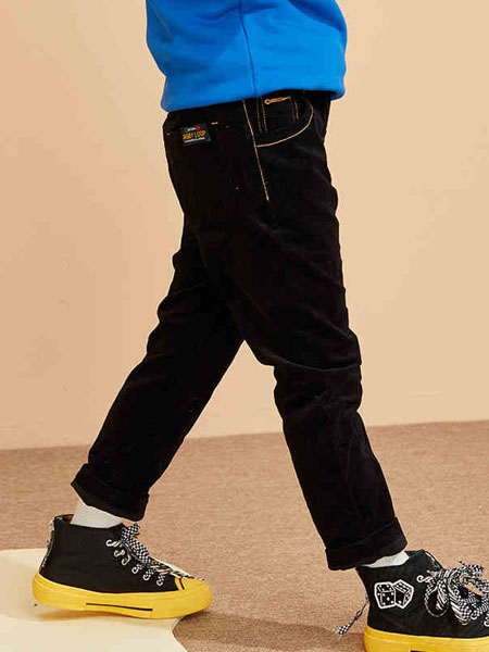 加比瑞童装品牌2020冬季深色复古运动牛仔裤