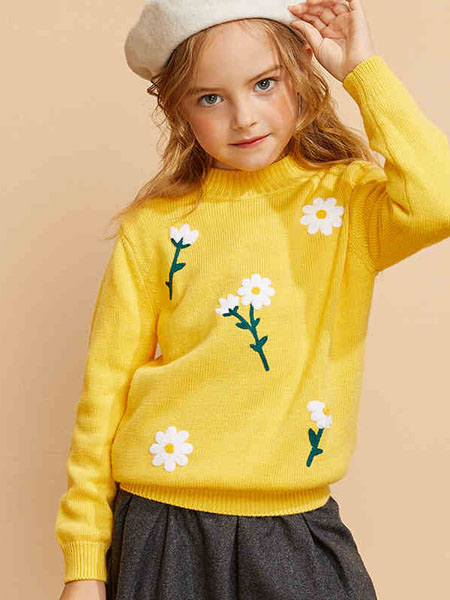 加比瑞童装品牌2020冬季小稚菊清新针织衫