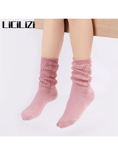 粒子童装品牌2021秋冬粉色保暖森系长筒袜