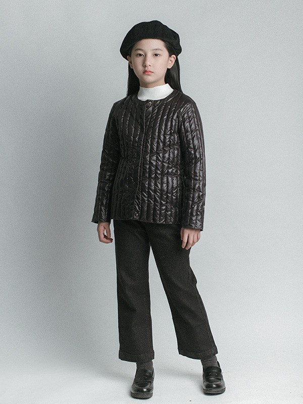 ENHENN CHILDREN’S CLOTHING童装品牌2021秋冬黑色亮面羽绒服夹克