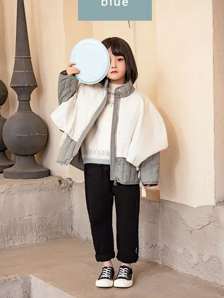 咪哒MIDA童装品牌2020冬季撞色拼接OVERSIZE蝙蝠袖外套