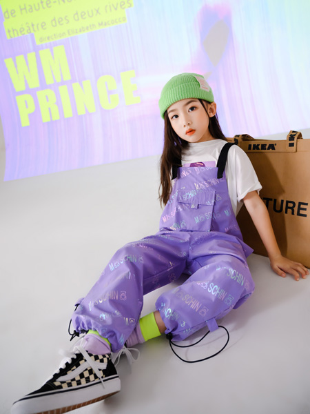 西瓜王子童装品牌2021春夏紫色吊带裤