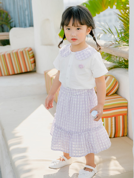 童装品牌2021春夏格子半身裙