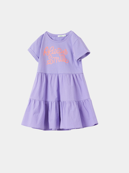 Bossini Kids堡狮龙童装品牌2021春夏紫色连衣裙
