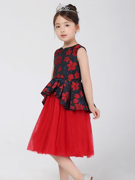 法纳贝儿童装品牌2021春夏红色套裙
