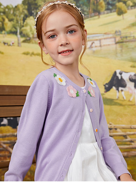 童装品牌2021春夏紫色针织衫