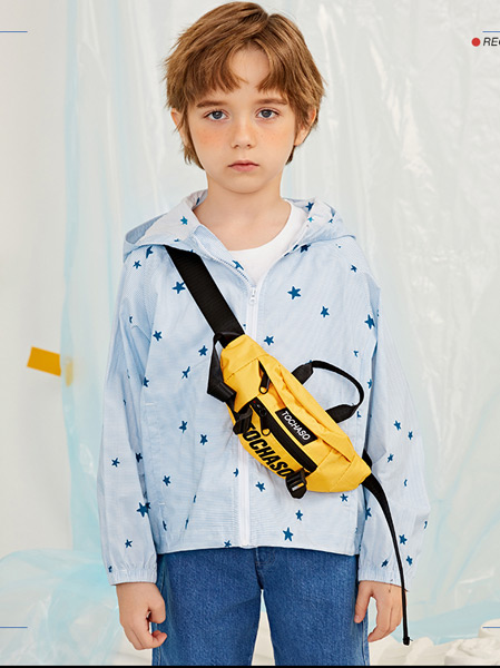 童装品牌2021春夏蓝色五角星运动外套