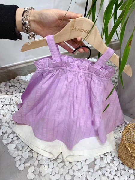 宠来宠趣童装品牌2021春夏紫色吊带裙
