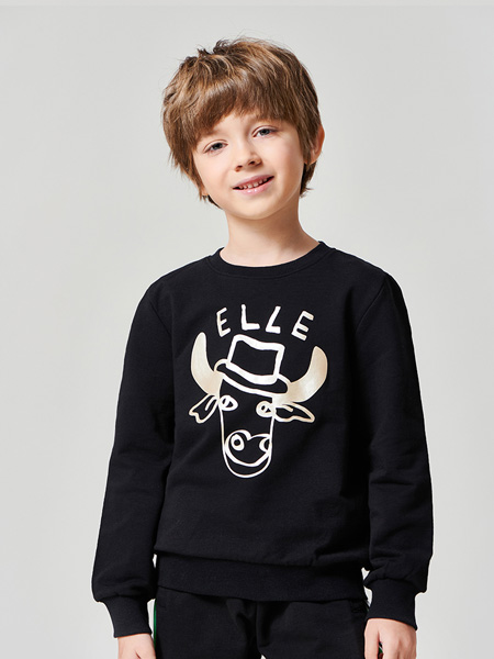 ELLE Kids童装品牌2021春夏牛仔图案卫衣