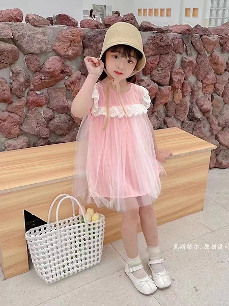 童装品牌2021春夏粉色甜美网纱裙