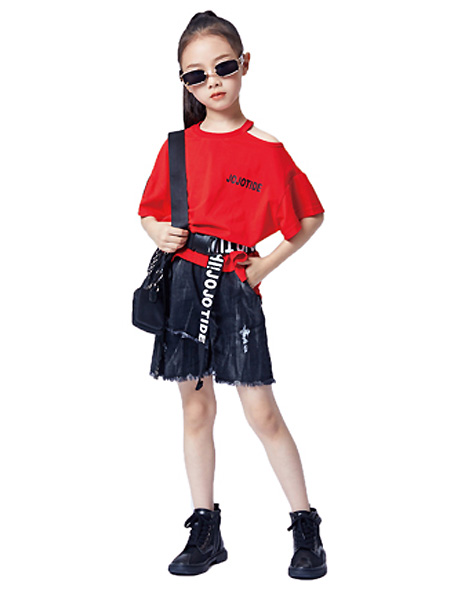 JOJO童装品牌2021夏季红色精神上衣