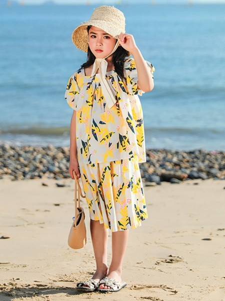 苏格马可童装品牌2021夏季沙滩海边风套装裙