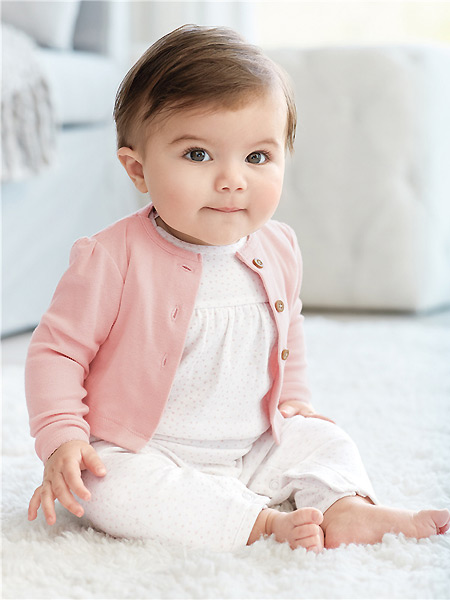Carter’s童装品牌无领粉色开衫可爱舒适亲肤居家套装