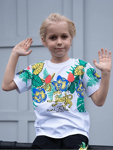 Folli Follie童装品牌2021夏季森林图案印花上衣