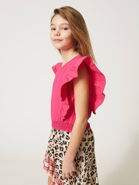 TWINSET童装品牌2021夏季新款无袖粉色上衣