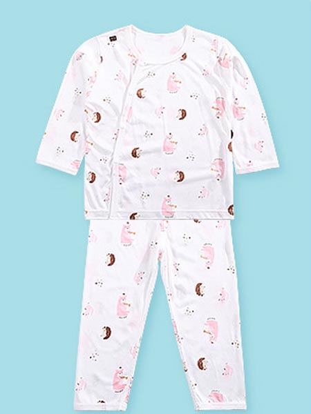 婴童用品 宝宝衣服薄款竹纤维睡衣开衫小童套装