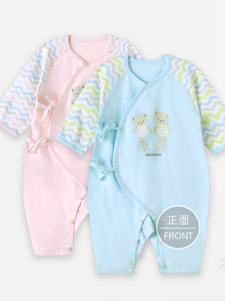 小米米（minimoto）童装品牌2021春夏彩虹图案长袖婴儿连体衣