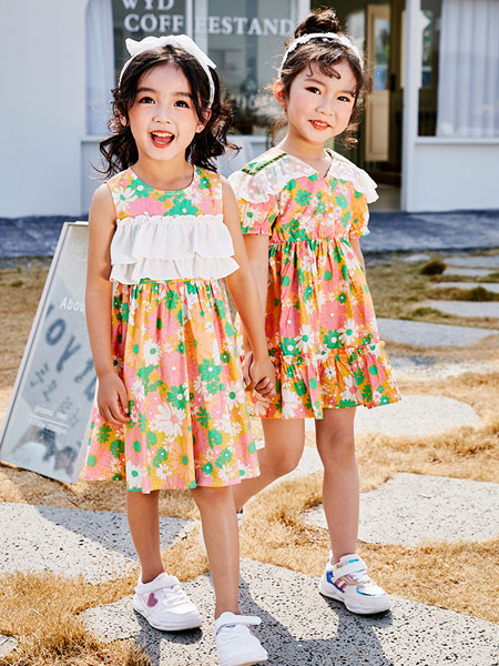 童装品牌2021夏季新款女童连衣裙中小童女孩洋气公主裙儿童沙滩裙女