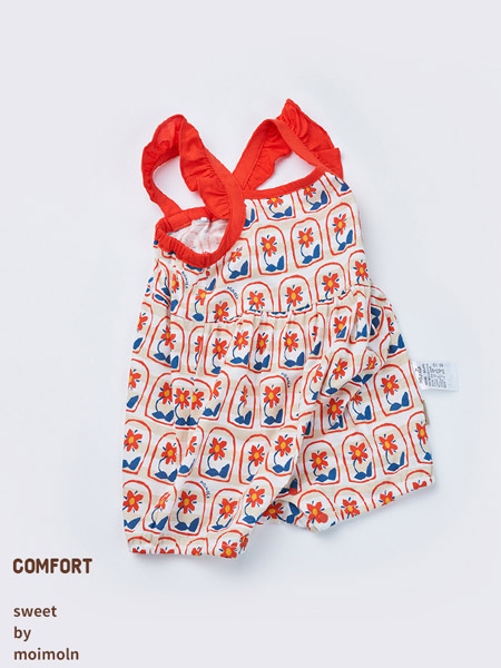 moimoln童装品牌2021夏季新款女宝短爬服休闲洋气连身衣哈衣