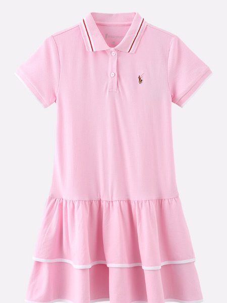 童装品牌2021夏季新款童装公主裙针织翻领女童短袖polo裙