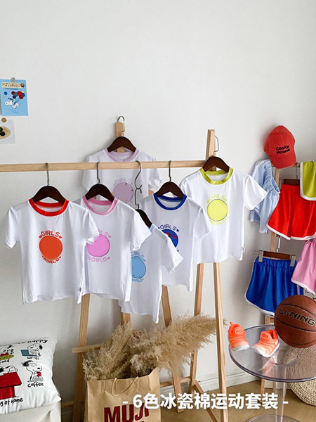 童装品牌2021夏季新款韩版冰瓷棉男女童两件套儿童印花卡通套装柔软潮