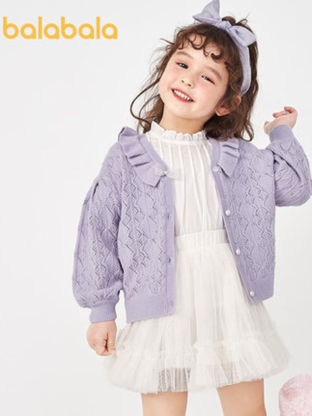 巴拉巴拉BALABALA童装品牌2021秋季小童上衣韩版洋气潮法式甜美精致开衫