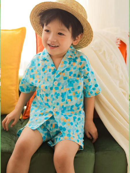 PEIQI Family童装品牌2021夏季海边度假短袖衬衣短裤套装 