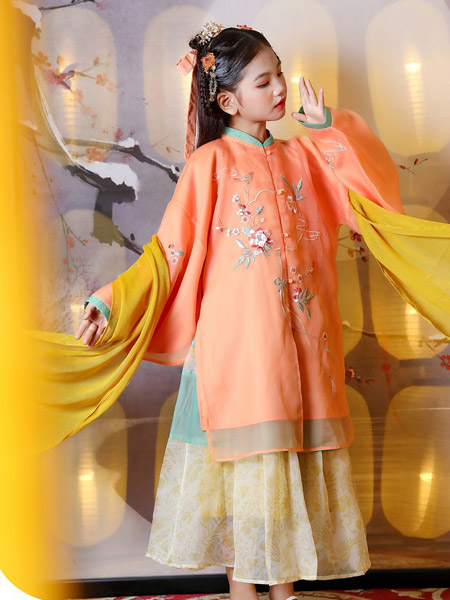 汪小荷童装品牌2021夏季古装超仙中国风明制立领对襟长袖马面裙唐装