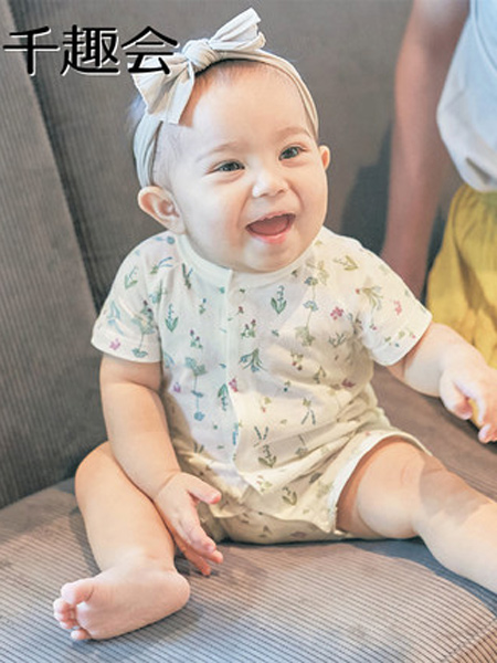 日本千趣会童装品牌2021春夏婴童衣服可爱印花轻薄短袖纯棉婴儿宝宝连体包屁衣