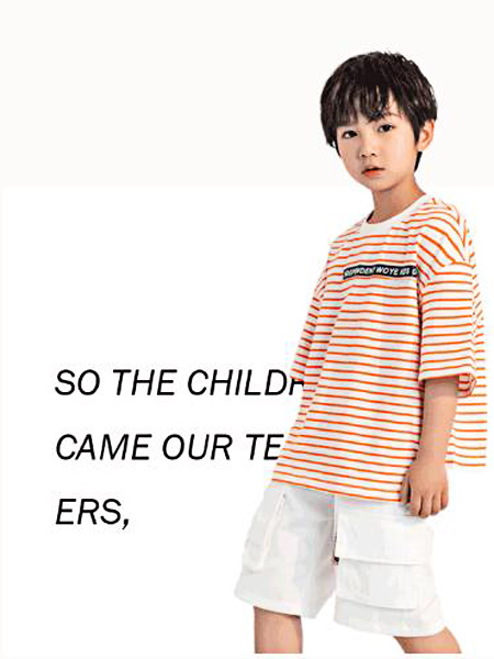 喔也童装品牌2021春夏韩版条纹圆领T恤