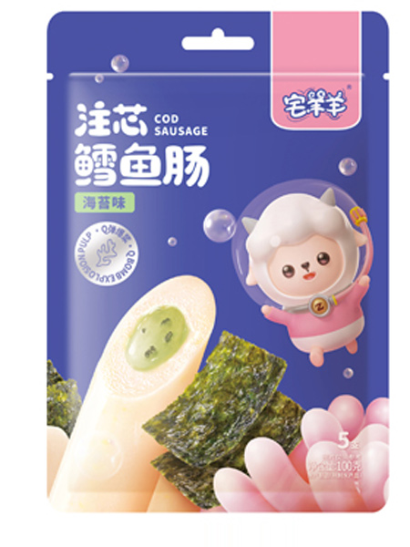 宅羊羊婴儿食品注芯鳕鱼肠 海苔味