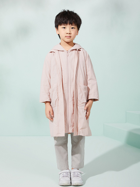  童装品牌2021春夏男童粉色风衣外套